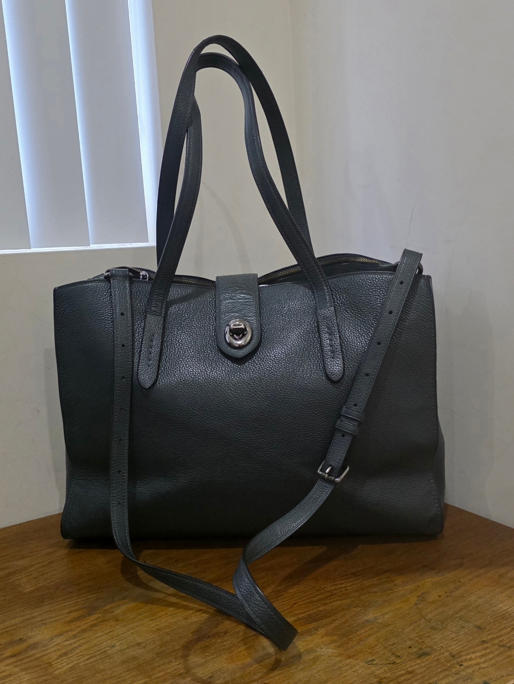 Coach Olive green Pebbled Leather Turlock Charlie carryall tote